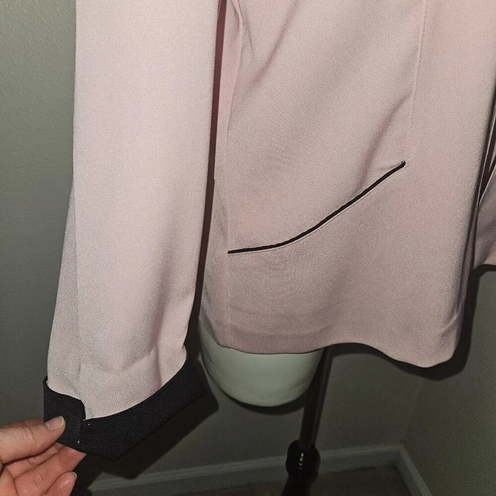 Dressbarn Pink Black Blazer Jacket Striped Tank Top Matching Set Size 10